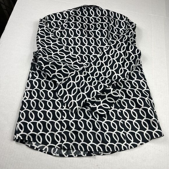 Chicos No Iron Cotton Button Down Shirt Loop  Print Long Sleeve Workwear 0 SMALL - Picture 9 of 10